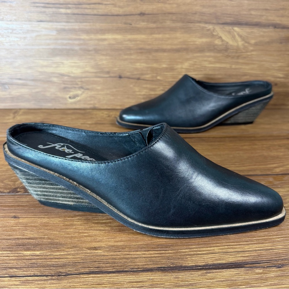 Free People Tallulah Leather Mules Clogs‎ Women’s Size 6.5 (36.5) Shoes Slip-On